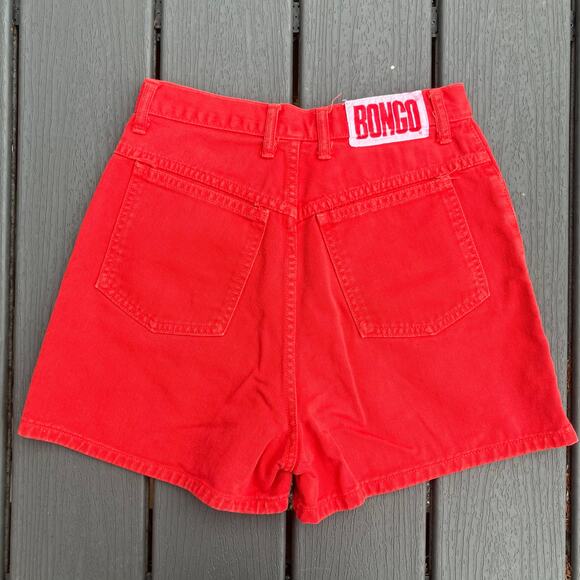 Vintage 90s cherry red high waisted shorts cotton Bongo by Gene Montesano size 9 - Picture 2 of 13